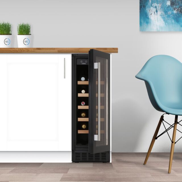 CDA FWC304BL Fs/Under Counter 30Cm Wine Cooler, 20 X Bs, Single Temp Zone