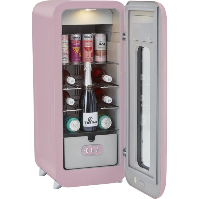 CDA NANCY-TEA ROSE Retro freestanding drinks cooler, 13 x BS, single temp zone, pink