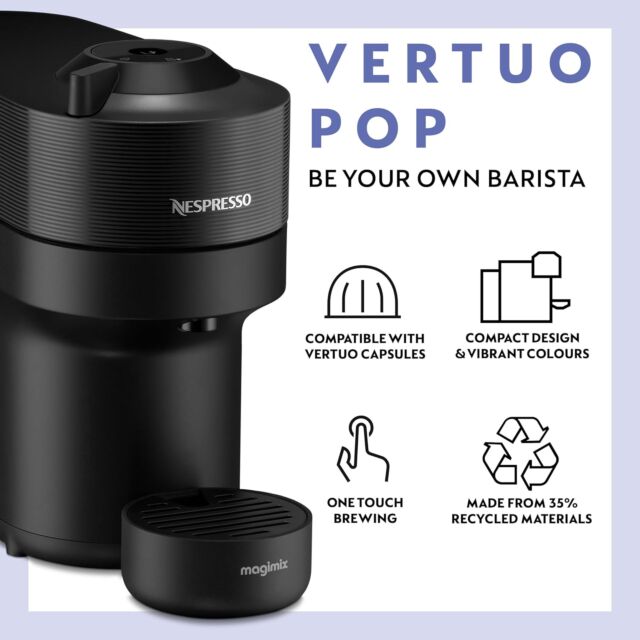 Delonghi ENV90.BAE Vertuo Pop Coffee Machine Bundle Pack Black