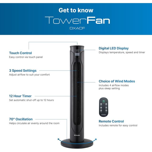 Dimplex DXACF Tower Fan With Remote Control