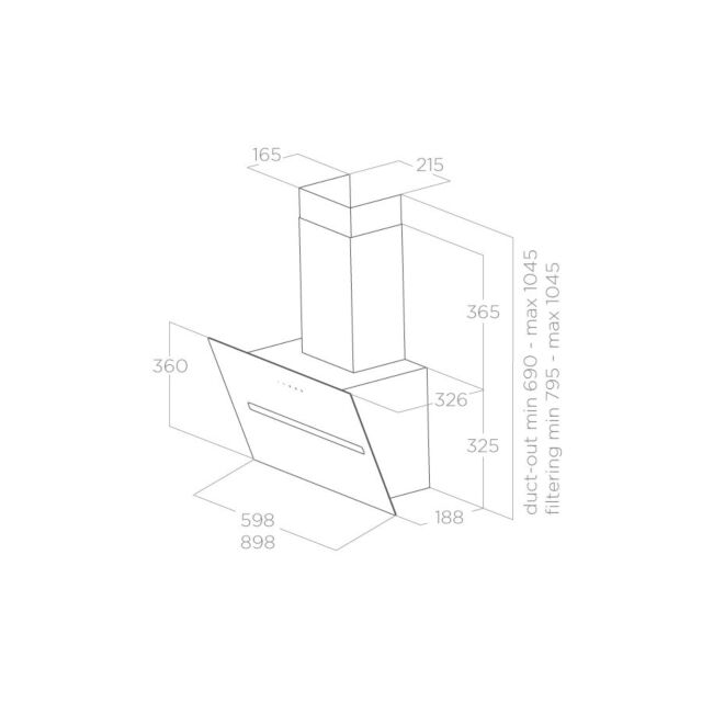 Elica SHY-WH-90 Energy Class A, High Airflow 650 m3/H, 3 speeds + Boost