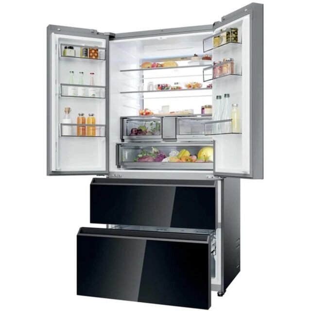 Haier HFR79F19DFGB No Frost Multi-Door Fridge Freezer - Glass Inox Look