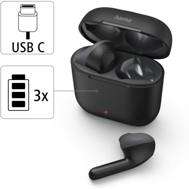 Hama 00184067 Freedom Light Bluetooth Earbuds with Microphone, Touch Control, Voice Control, Chargin