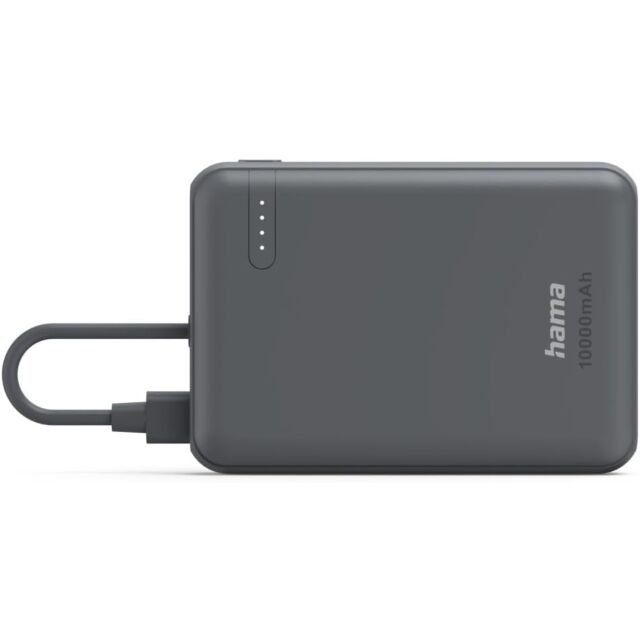 Hama 201739 Power Pack With Cable, 10000 Mah, 2X USB-C Outputs, Grey