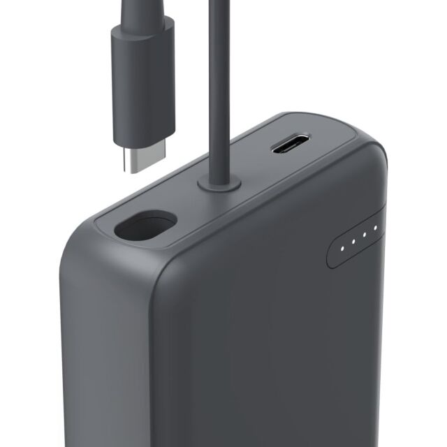 Hama 201739 Power Pack With Cable, 10000 Mah, 2X USB-C Outputs, Grey