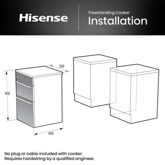 Hisense HDCEC5C10B Double Oven Electric Cooker 50cm Black