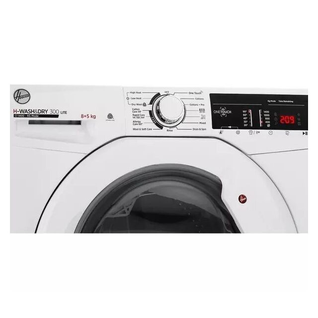 Hoover H3D 485TE H-Wash 300, 8+5kg 1400rpm Washer Dryer, White, NFC
