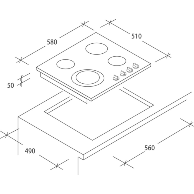 Hoover HHK46C 58cm Ceramic Hob Black Built-In