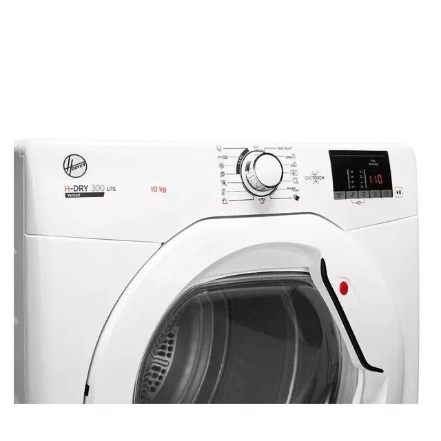 Hoover HLE V10DG H-Dry 300 10kg Vented Tumble Dryer, White, Digital Display