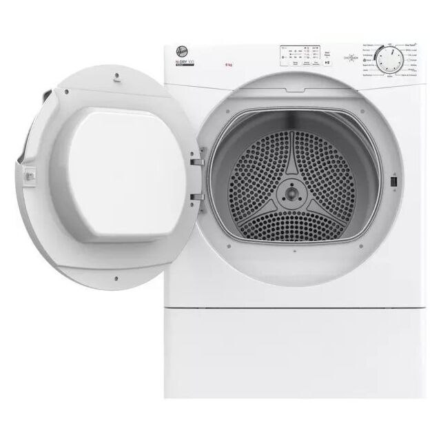 Hoover HLE V9LF H-Dry 300 9kg Vented Tumble Dryer, White Plastic Door