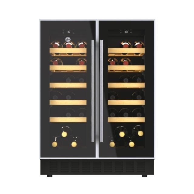 Hoover HWCB 60D UK/N 60 cm (wide) entertainment centre, 38 bottles, Black with slim Stainless Steel 