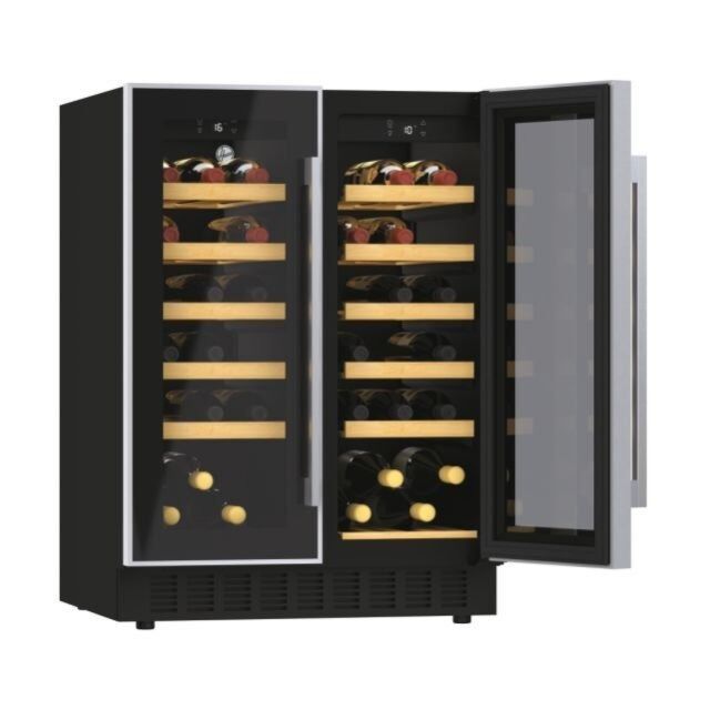Hoover HWCB 60D UK/N 60 cm (wide) entertainment centre, 38 bottles, Black with slim Stainless Steel 