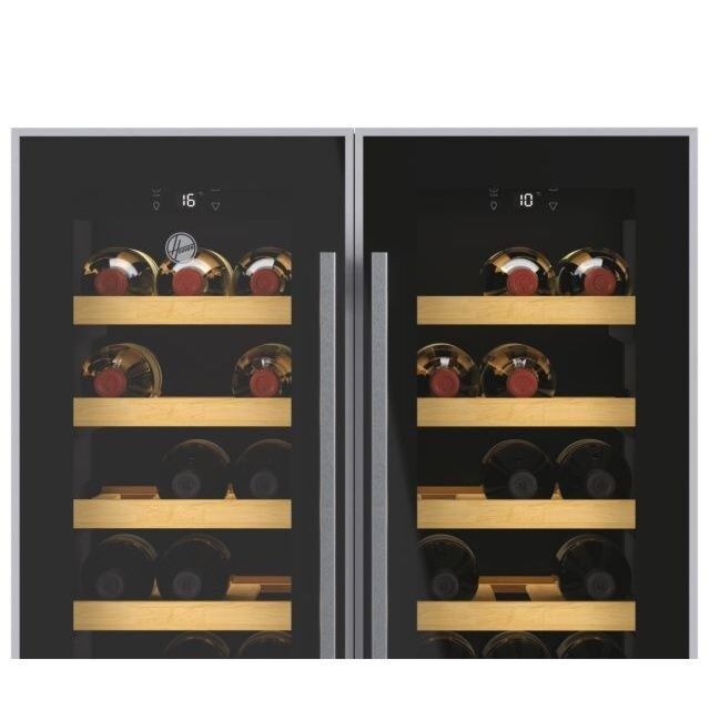 Hoover HWCB 60D UK/N 60 cm (wide) entertainment centre, 38 bottles, Black with slim Stainless Steel 