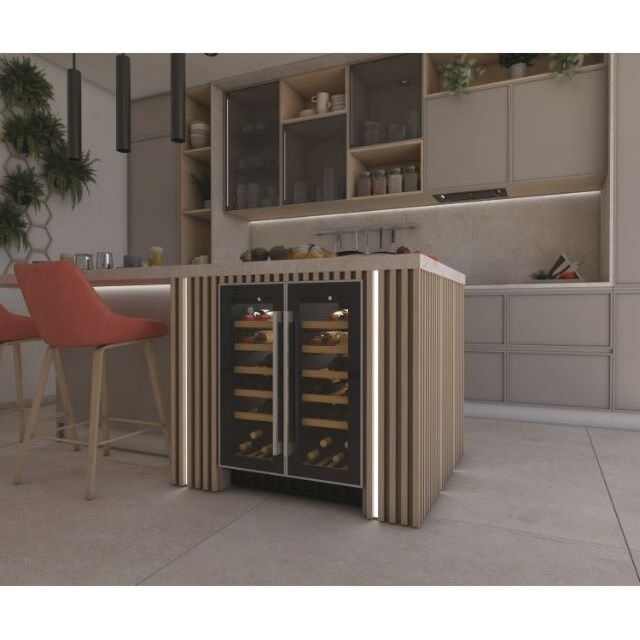 Hoover HWCB 60D UK/N 60 cm (wide) entertainment centre, 38 bottles, Black with slim Stainless Steel 