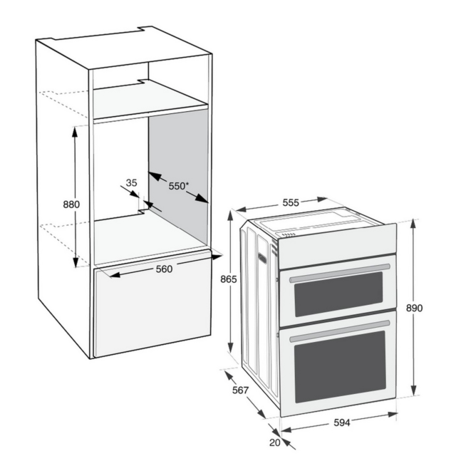 Hotpoint DIH10DIX 59.4cm Built-in Electric Double Oven Silver