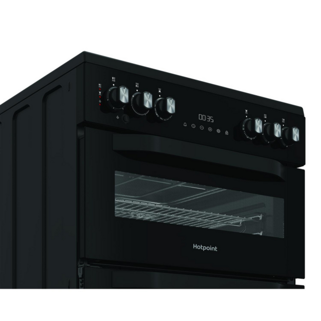 Hotpoint HDE6VDCASB1 50cm Double Oven Cooker Black