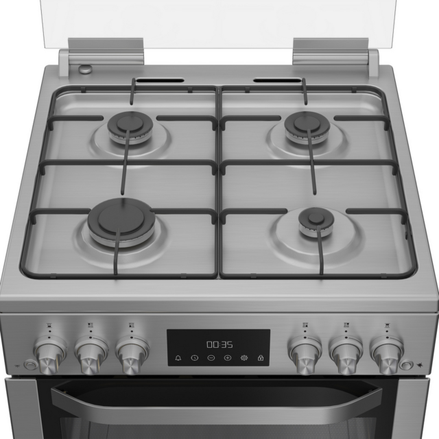 Hotpoint HDG6GDCX 60cm Double Oven Gas Cooker Stainless Steel