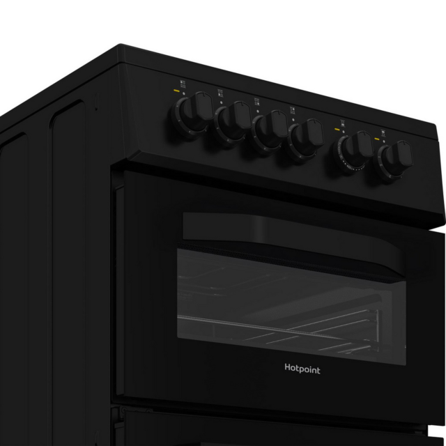 Hotpoint HTE5VCB Double Oven Electric Cooker 50cm Black
