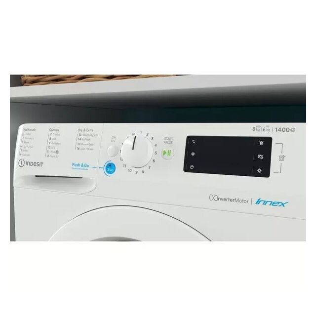 Indesit BDE86436XWUKN Freestanding washer dryer: 8,0kg - BDE 86436X W UK N