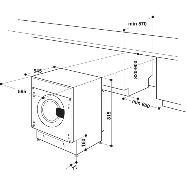 Indesit BIWMIL91485 Built in front loading washing machine: 9,0kg - BI WMIL 91485 UK