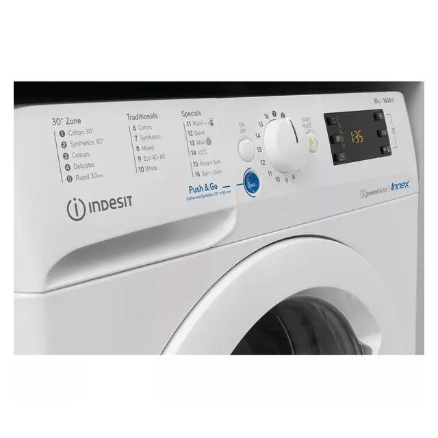 Indesit BWE101685XWUKN BWE 101685X W UK N Freestanding 10kg washing machine in White