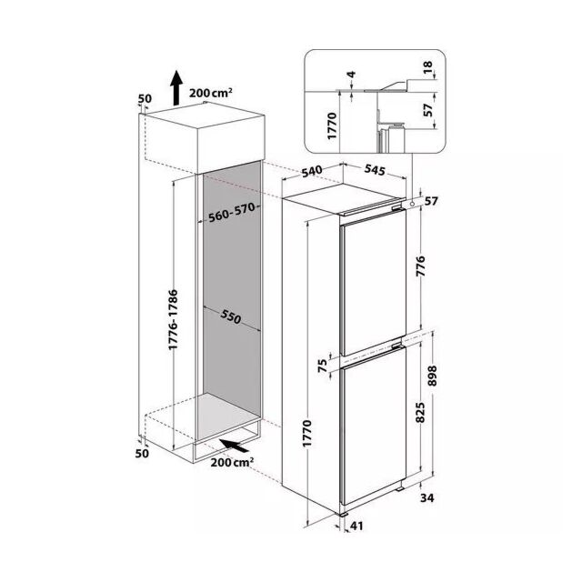 Indesit EIB15050A1D1 Built-In Low Frost Fridge Freezer