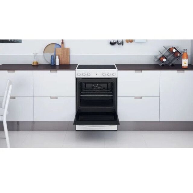 Indesit IS67V5KHW 60cm Single Oven Electric Cooker with Ceramic Hob - White