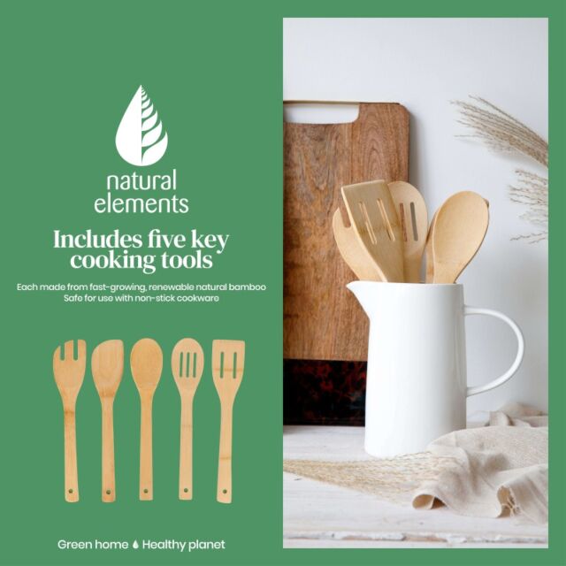 KitchenCraft NEBAMBOO5PC Natural Elements Bamboo Kitchen 5 Piece Utensil Set