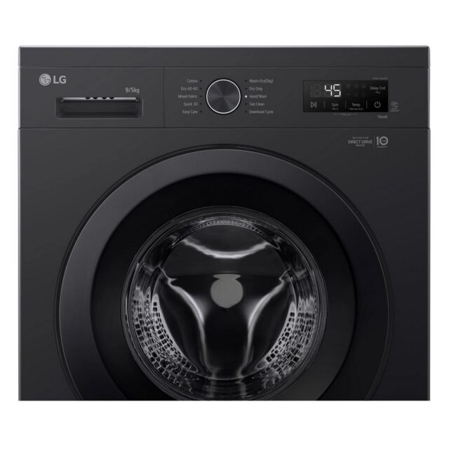 LG W4X1095NNK 9kg/5kg 1400 Spin Washer Dryer - Gloss Black