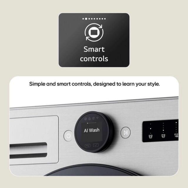 LG WHX9516TBC 11kg/6kg 1400 Spin Washer Dryer - Black