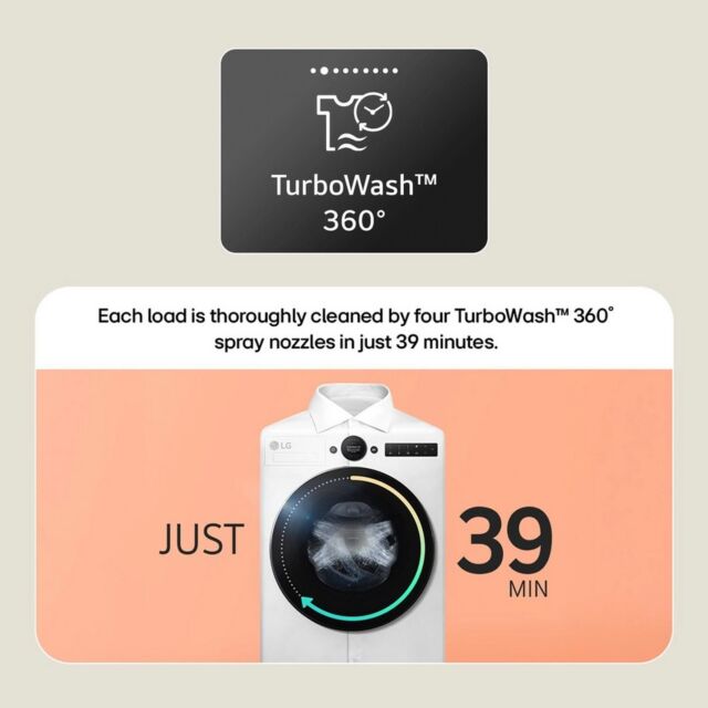 LG WHX9516TBC 11kg/6kg 1400 Spin Washer Dryer - Black