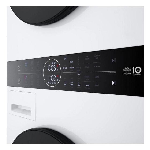 LG WT1210WWF 12kg/10kg 1400 Spin Wash Tower - White