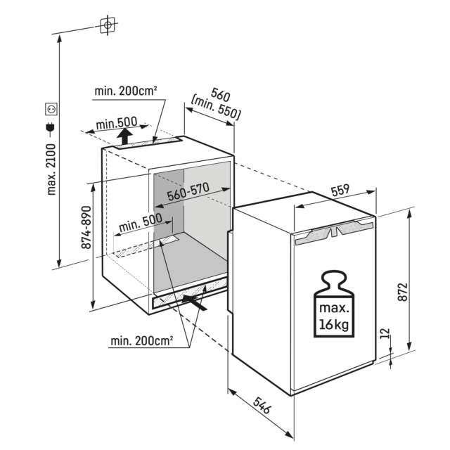 Liebherr IRC3921 Built-In Fridge with Ice Box, Fixed Hinge