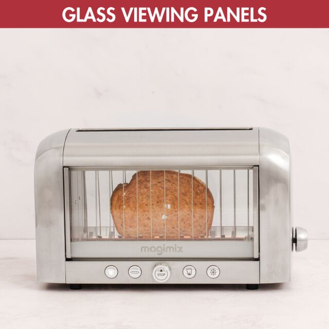 Magimix 11526 Vision Long Slot Toaster - Stainless Steel + Glass 