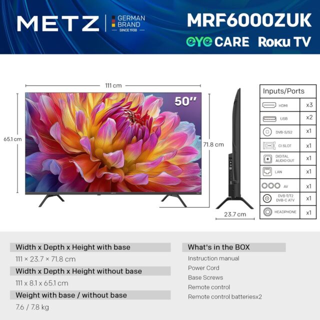 Metz 50inch 4K DLED Smart TV Specifications