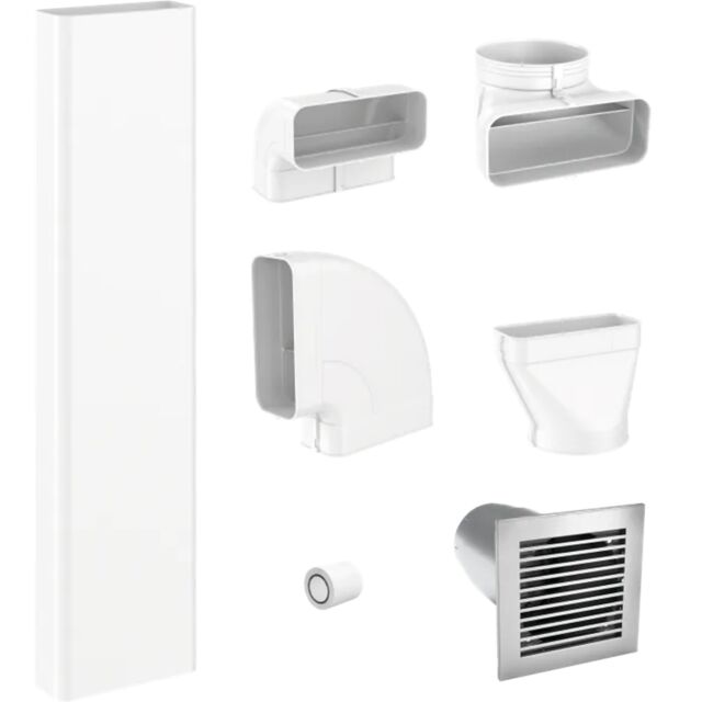 Miele DFKS-A-1 as DFKS flat set, plus 1 x DFK-A (flat to round connecting piece), 1 x DMK150 (wall v