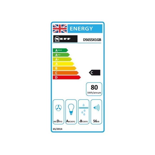 Neff D5655X1GB 53cm, 3 speeds + intensive, LED lights. Optional Standard Recirculation Kit: Z5155X0
