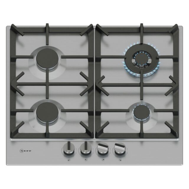 Neff T26CIH8N0 60cm, 4 burner, 3.5kW Wok burner, Optimised FlameSelect, 2 Dishwasher suitable cast i