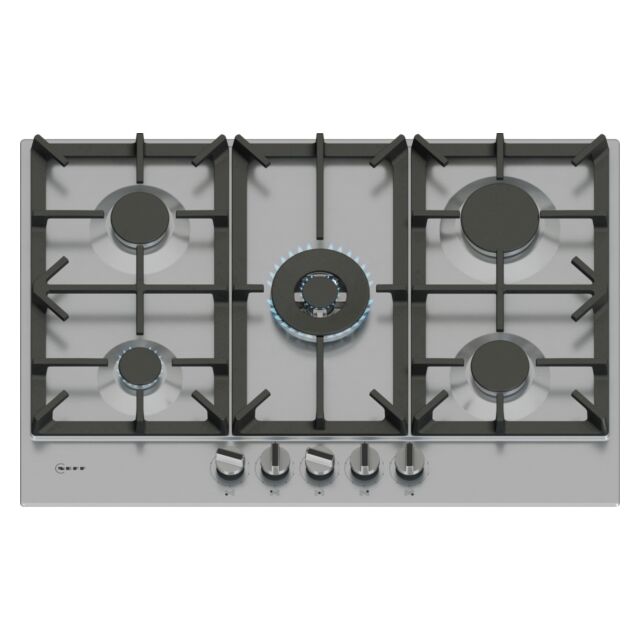 Neff T27CIQ8N0 75cm, 5 burner, 4.0kW Wok burner, Optimised FlameSelect, 3 Dishwasher suitable cast i