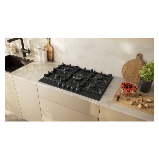 Neff T27CIQ8S0 75cm, 5 burner, 4.0kW Wok burner, Optimised FlameSelect, 3 Dishwasher suitable cast i