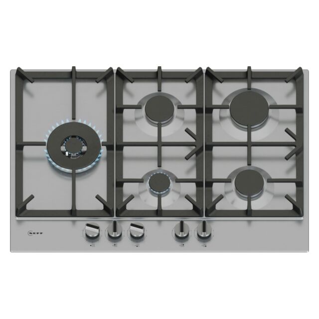 Neff T27CIS8N0 75cm, 5 burner, 5.0kW Wok burner, Optimised FlameSelect, 3 Dishwasher suitable cast i