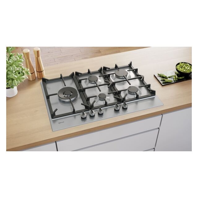 Neff T27CIS8N0 75cm, 5 burner, 5.0kW Wok burner, Optimised FlameSelect, 3 Dishwasher suitable cast i
