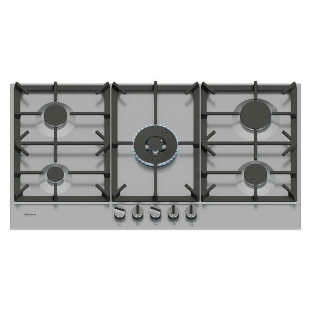 Neff T29CIR8N0 90cm, 5 burner, 5.0kW Wok burner, Optimised FlameSelect, 3 Dishwasher suitable cast i