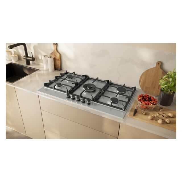 Neff T29CIR8N0 90cm, 5 burner, 5.0kW Wok burner, Optimised FlameSelect, 3 Dishwasher suitable cast i