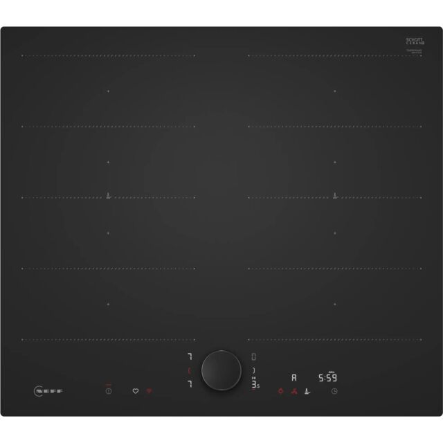 Neff T66NUX4A0 60cm Flex Induction Hob, Matt Black Design glass, Red/White Display, Anthracite Grey 