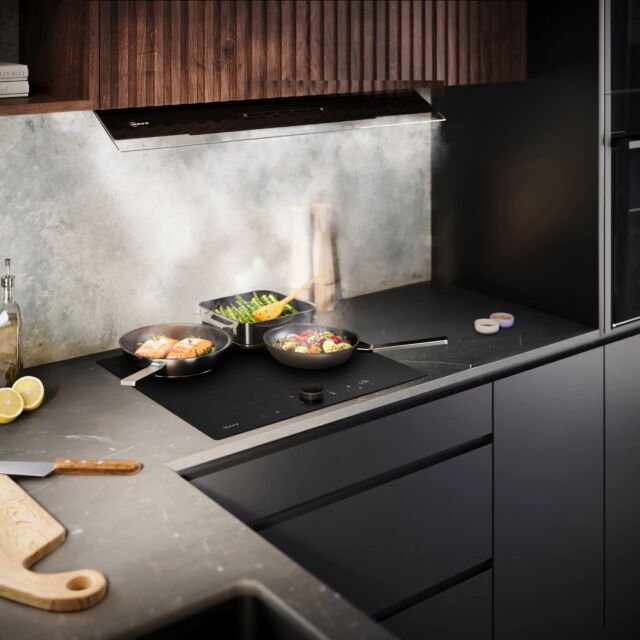Neff T66NUX4A0 60cm Flex Induction Hob, Matt Black Design glass, Red/White Display, Anthracite Grey 