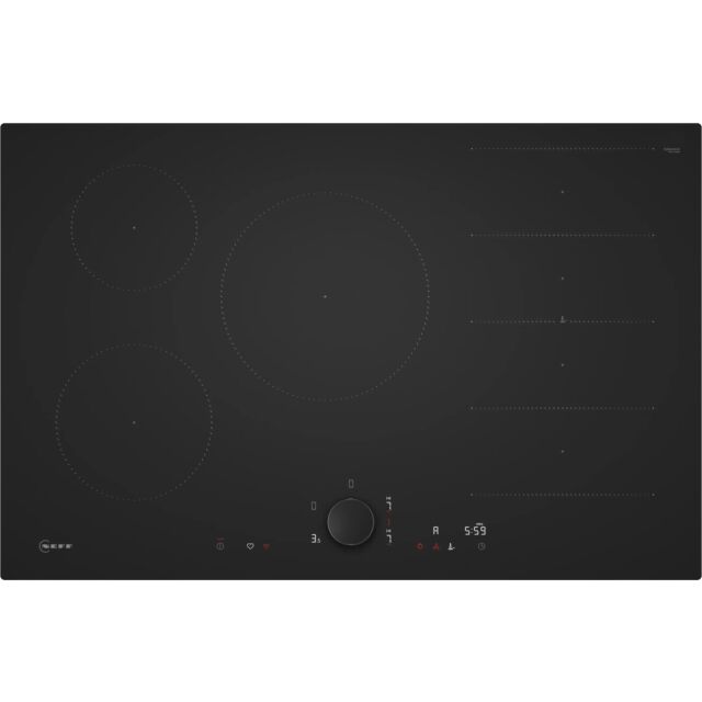 Neff T68NUV4A0 80cm Flex Induction Hob, Matt Black Design glass, Red/White Display, Anthracite Grey 