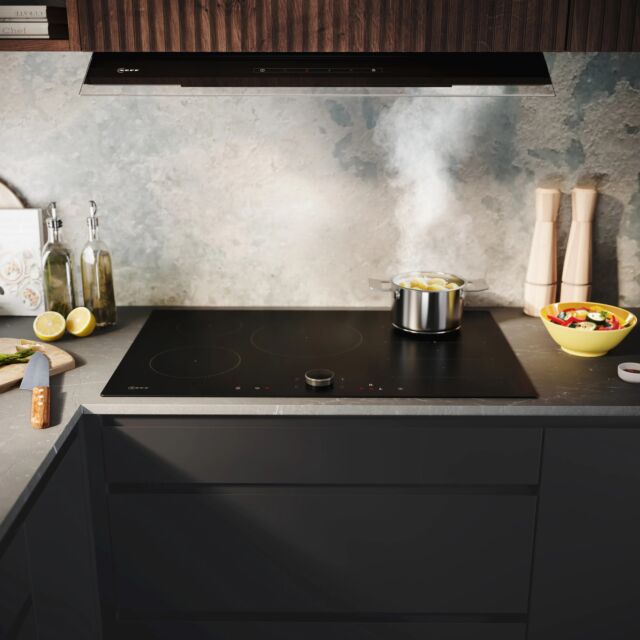 Neff T68NUV4A0 80cm Flex Induction Hob, Matt Black Design glass, Red/White Display, Anthracite Grey 