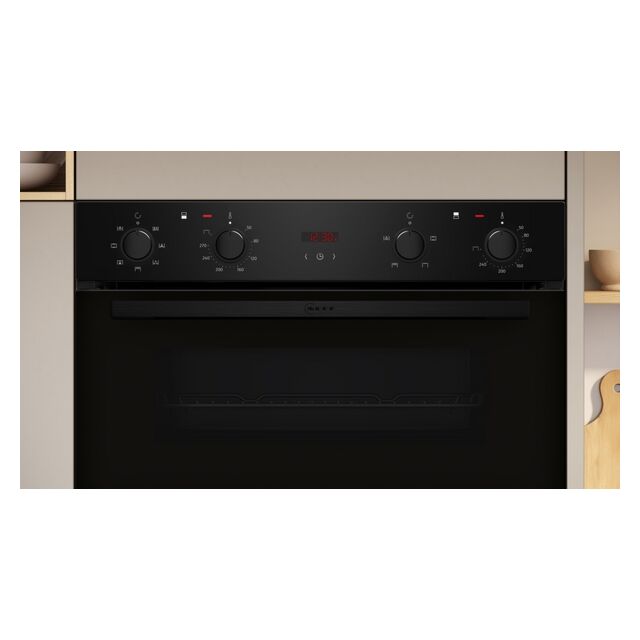 Neff U1DCC0AK3B CircoTherm Main oven, 2 functions, Red LED display. 2nd oven 3 functions