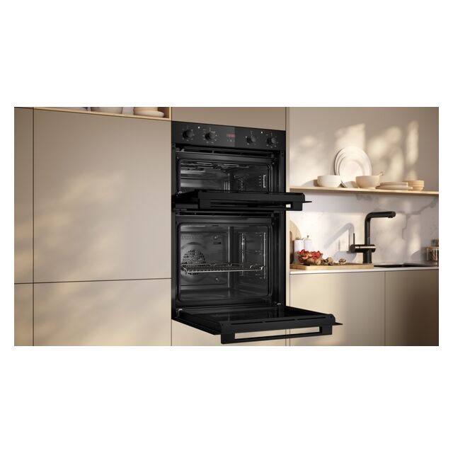 Neff U1DCC0AK3B CircoTherm Main oven, 2 functions, Red LED display. 2nd oven 3 functions